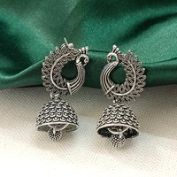 Darshana Jewels  Oxidised Plated Peacock Jhumki Earrings