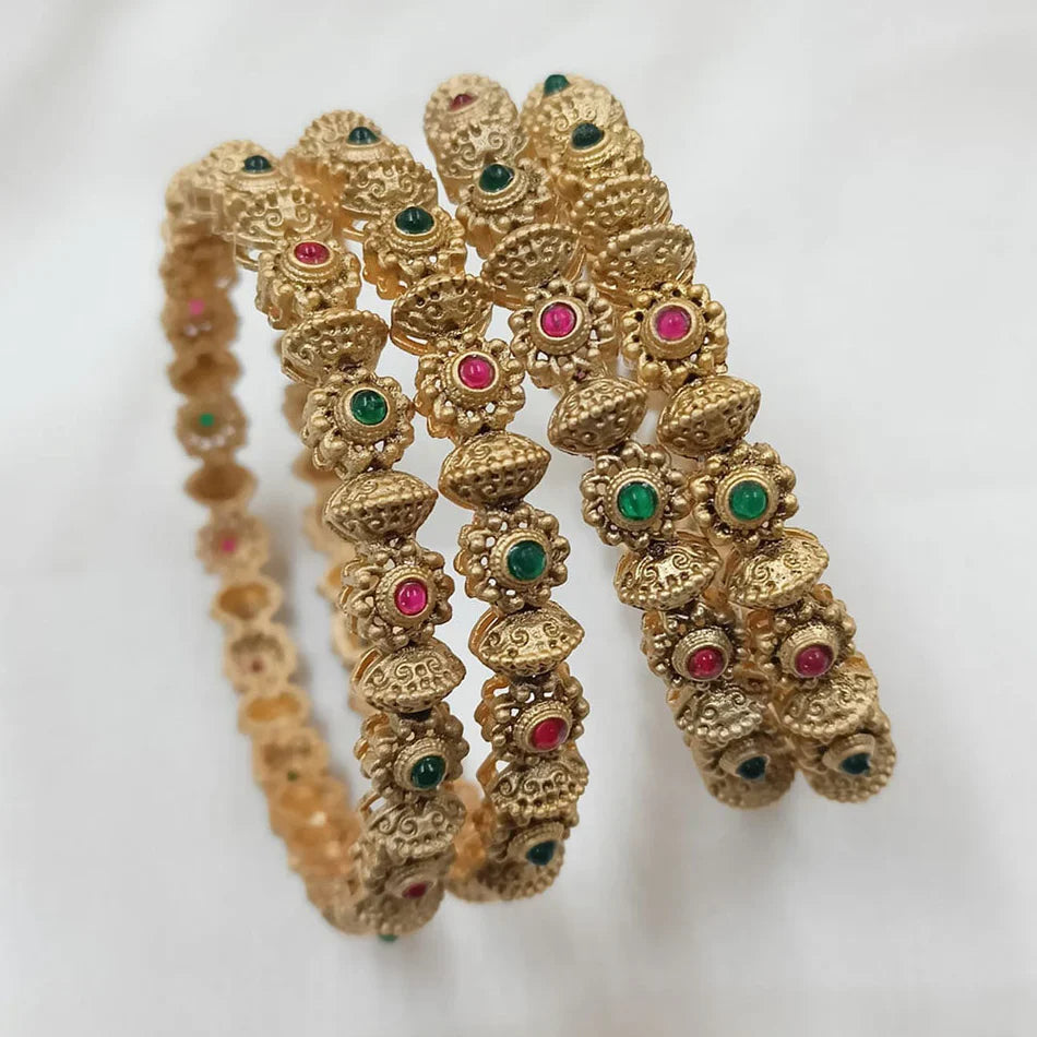 Darshana Jewels Royal Pota Stone Designer Bangles Set