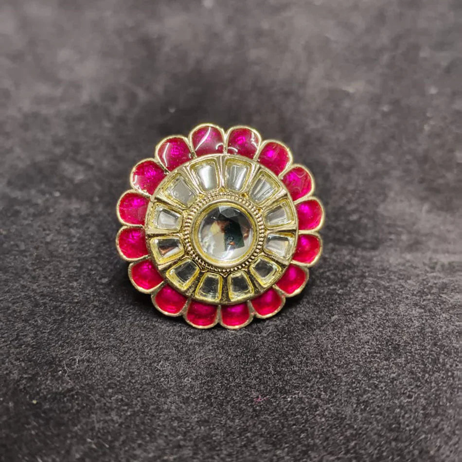 Darshana Jewels Royal Kundan Stone Meenakari Finger Ring
