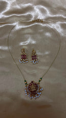 Darshana Jewels Exclusive Pota Stone And Pearl Temple Necklace Set