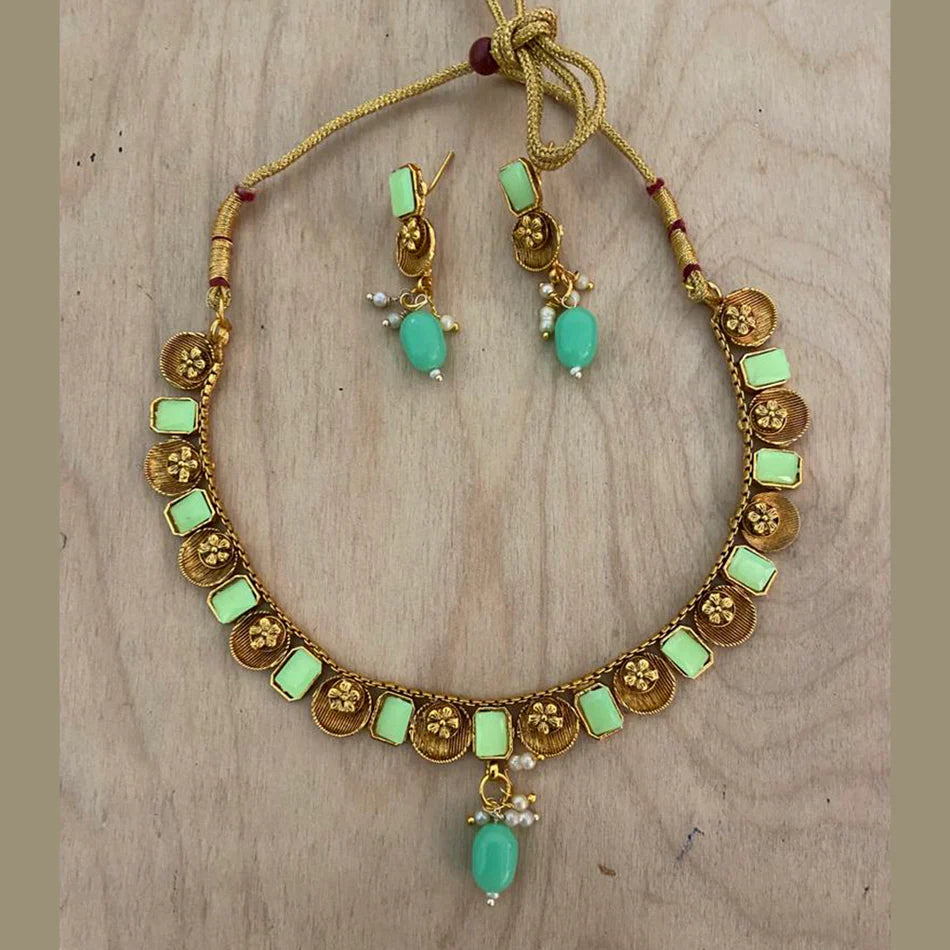 Darshana Jewels Exclusive Pota Stone And Pearl Necklace Set