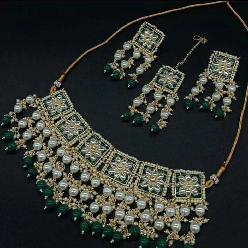 Darshana Jewels Designer Kundan Stone Beads Choker Necklace Set
