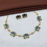 Darshana Jewels Exclusive Lotus Meenakari Necklace Set
