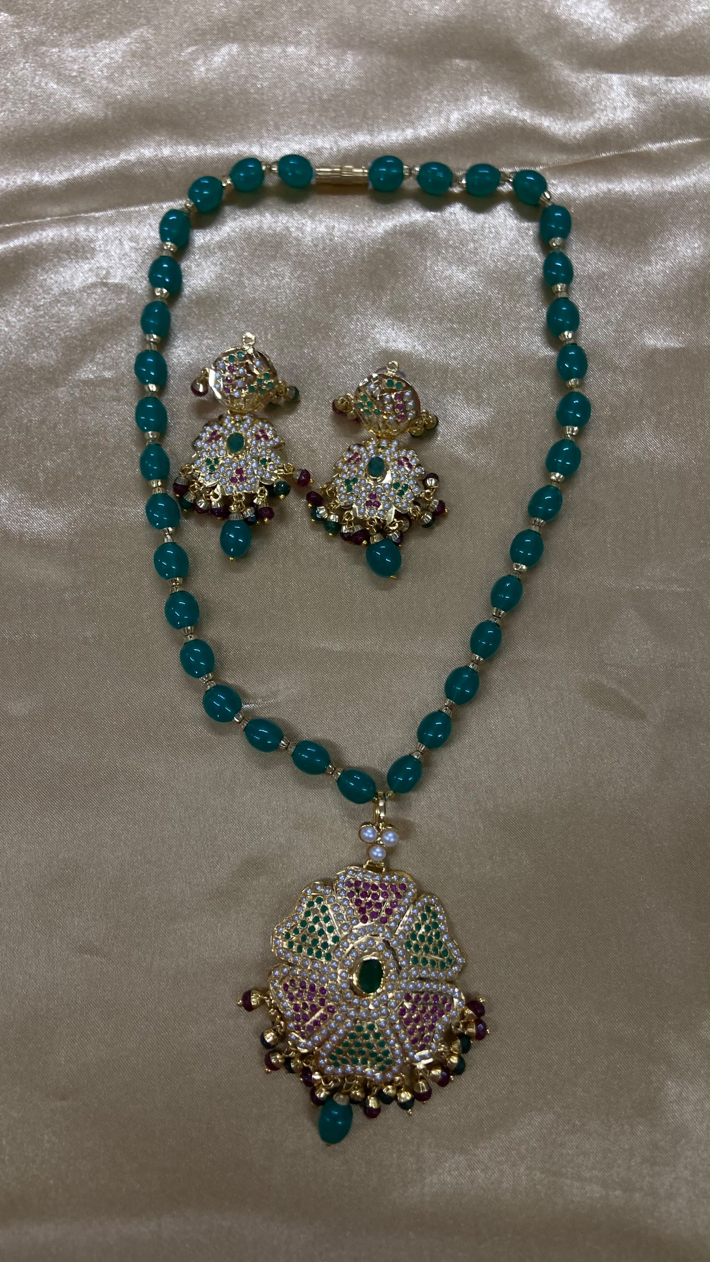 Darshana Jewels Premium Austrian Stone And Pearl Necklace Set