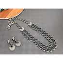 Darshana Jewels Oxidised Plated Royal Pota Stone Long Necklace Set
