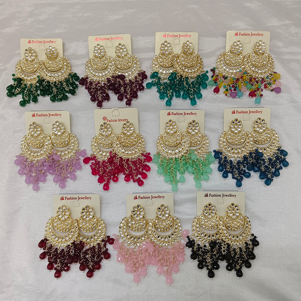 Hania Jewels Luxury Kundan Stone Pearl And Beads Dangler Earrings