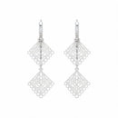 Urthn Stylish Double Square Drop Silver Plated Earrings for Women(Pack of 3)