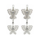 Urthn Stylish Double Butterfly Drop Silver Plated Earrings for Women(Pack of 3)