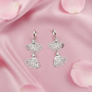 Urthn Stylish Double Flroal Drop Silver Plated Earrings for Women(Pack of 3)