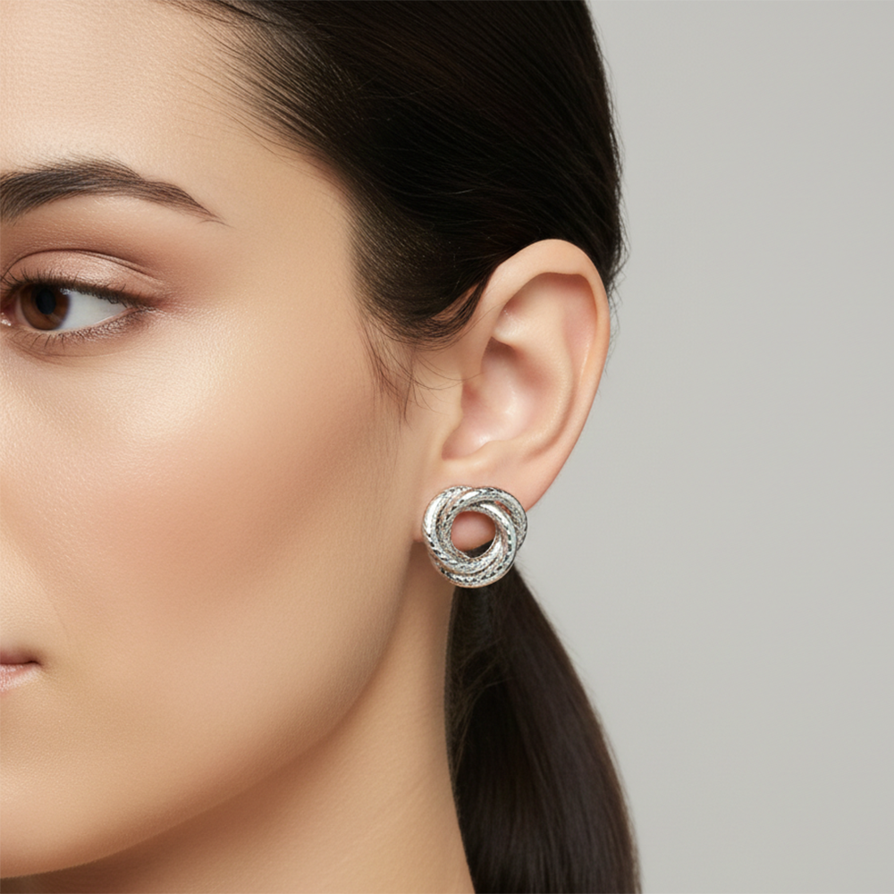 Urthn Designer Gold Plated Twisted Circle Stud Earrings