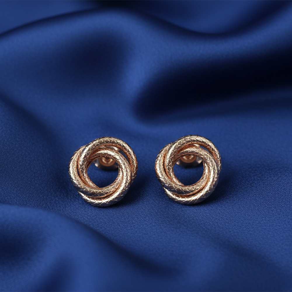 Urthn Designer Gold Plated Twisted Circle Stud Earrings