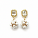 Urthn Gold Plated Crystal Stone & Pearl Classy Earrings (Pack Of 6)