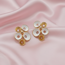 Urthn Minimal White Enamel Gold Detail Gold Plated  Earrings(Pack of 3)