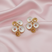 Urthn Minimal White Enamel Gold Detail Gold Plated  Earrings(Pack of 3)