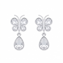 Darshana Jewels  Silver Plated Crystal Butterfly Drop Earrings for Women  (Set of 6)