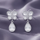 Darshana Jewels  Silver Plated Crystal Butterfly Drop Earrings for Women  (Set of 6)