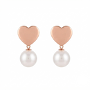 Darshana Jewels  Rose Gold Plated Heart Pearl Stud Earrings for Women  (Set of 6)