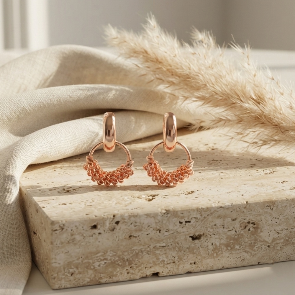 Darshana Jewels  Rose Gold Plated Designer Hoop Earrings for Women  (Set of 6)