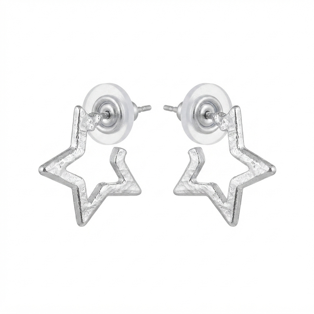 Darshana Jewels  Trendy Silver Star Geometric Hoop Earrings for Women  (Set of 6)