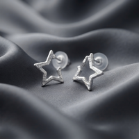 Darshana Jewels  Trendy Silver Star Geometric Hoop Earrings for Women  (Set of 6)