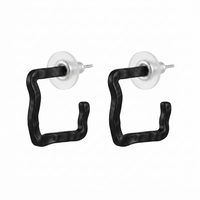 Darshana Jewels  Trendy Black Geometric Hoop Earrings for Women  (Set of 6)