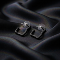 Darshana Jewels  Trendy Black Geometric Hoop Earrings for Women  (Set of 6)