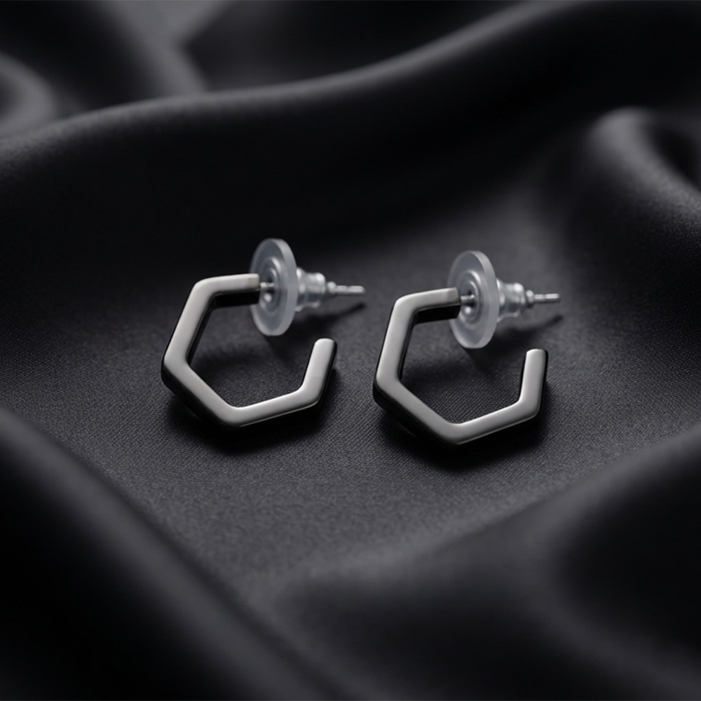 Darshana Jewels  Trendy Black Geometric Hoop Earrings for Women  (Set of 6)