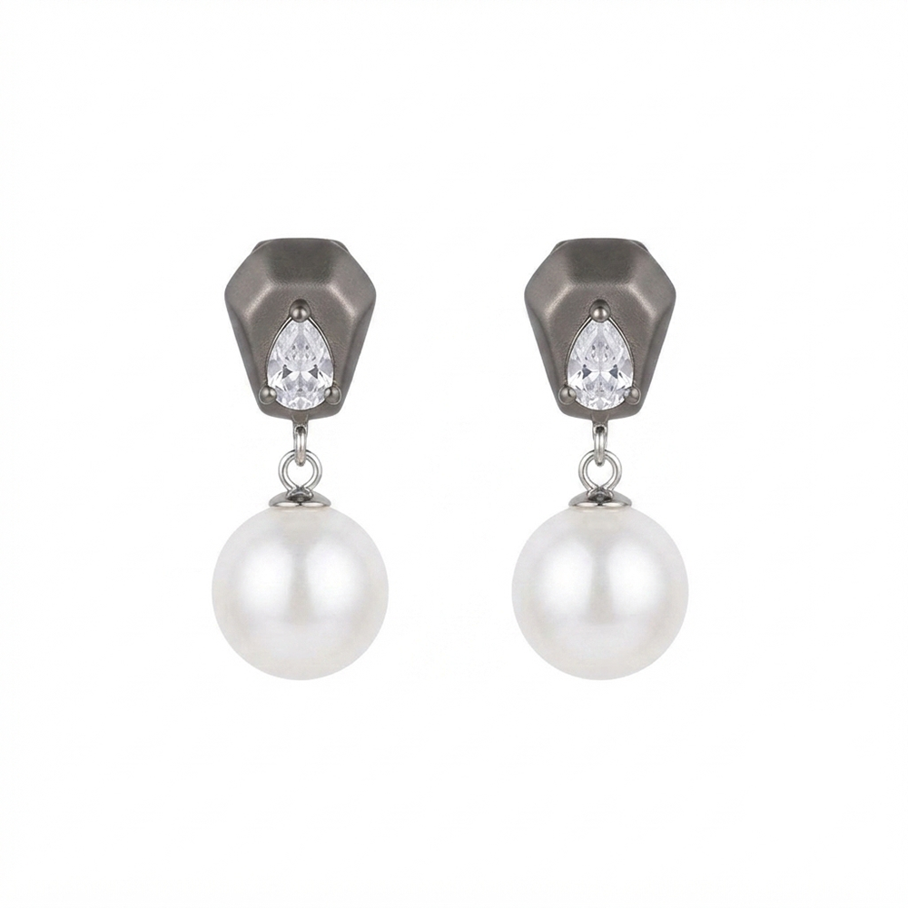 Darshana Jewels  Trendy Silver Pearl Drop Stud Earrings for Women  (Set of 6)