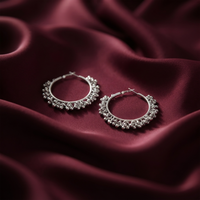 Darshana Jewels  Ethnic Silver Beaded Hoop Earrings for Women  (Set of 6)