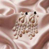 Darshana Jewels  Bohemian Shell & Pearl Drop Dangler Earrings for Women  (Set of 6)