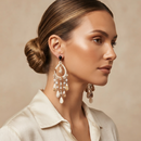 Darshana Jewels  Bohemian Shell & Pearl Drop Dangler Earrings for Women  (Set of 6)