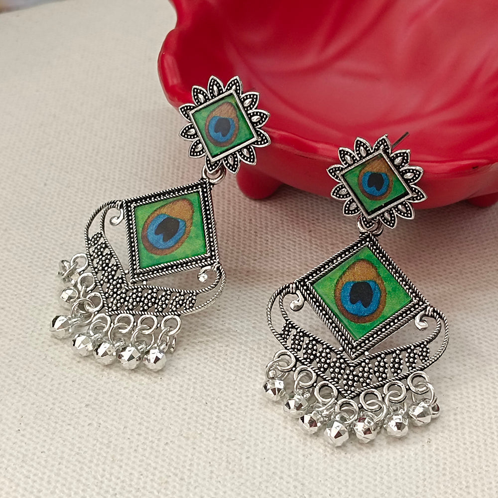 Darshana Jewels  Oxidised Plated Peacock Style Jhumki Earrings ( Pack Of 6 )