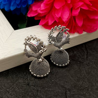 Darshana Jewels  Oxidised Plated Bird Design Jhumki Earrings(Pack of 6)