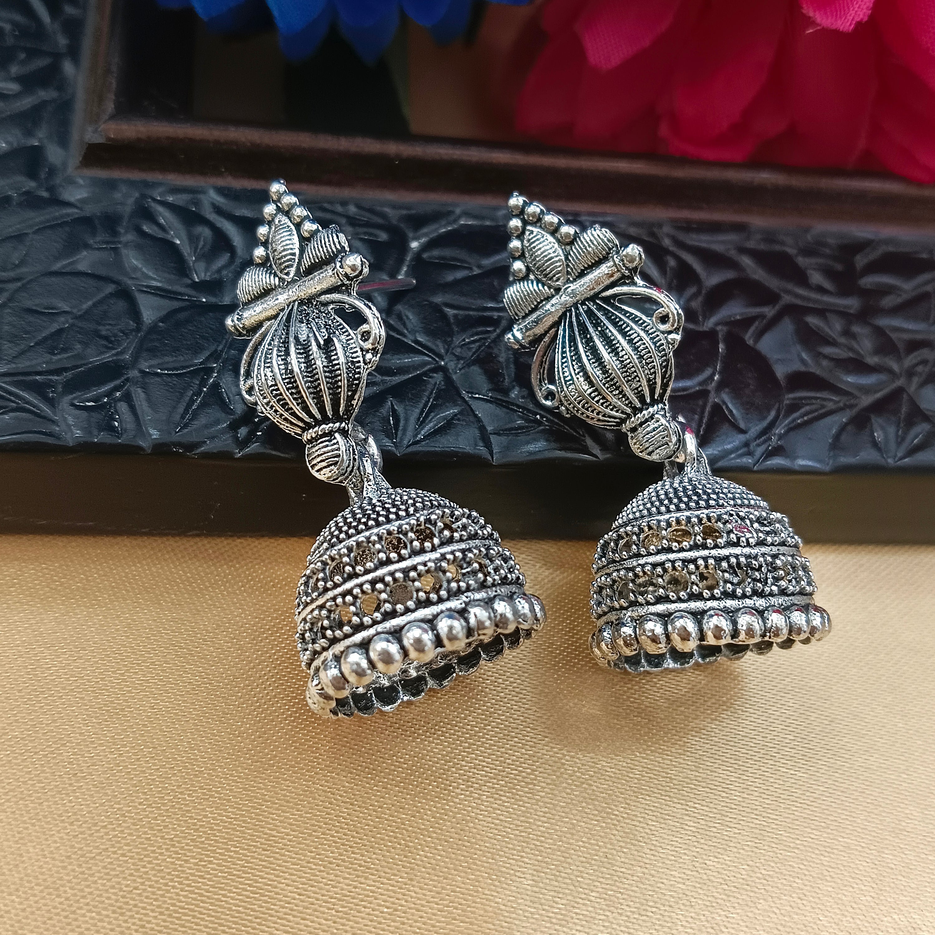 Darshana Jewels  Oxidised Plated Stylish Jhumki Earrings(Pack of 6)