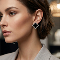 Urthn  Elegant Gold-Plated Clover Stud Earrings for Women(Pack of 6)
