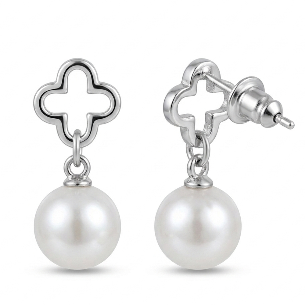 Urthn  Eye-Catching  Silver  Plated Pearl Stud Earrings(Pack of 6)
