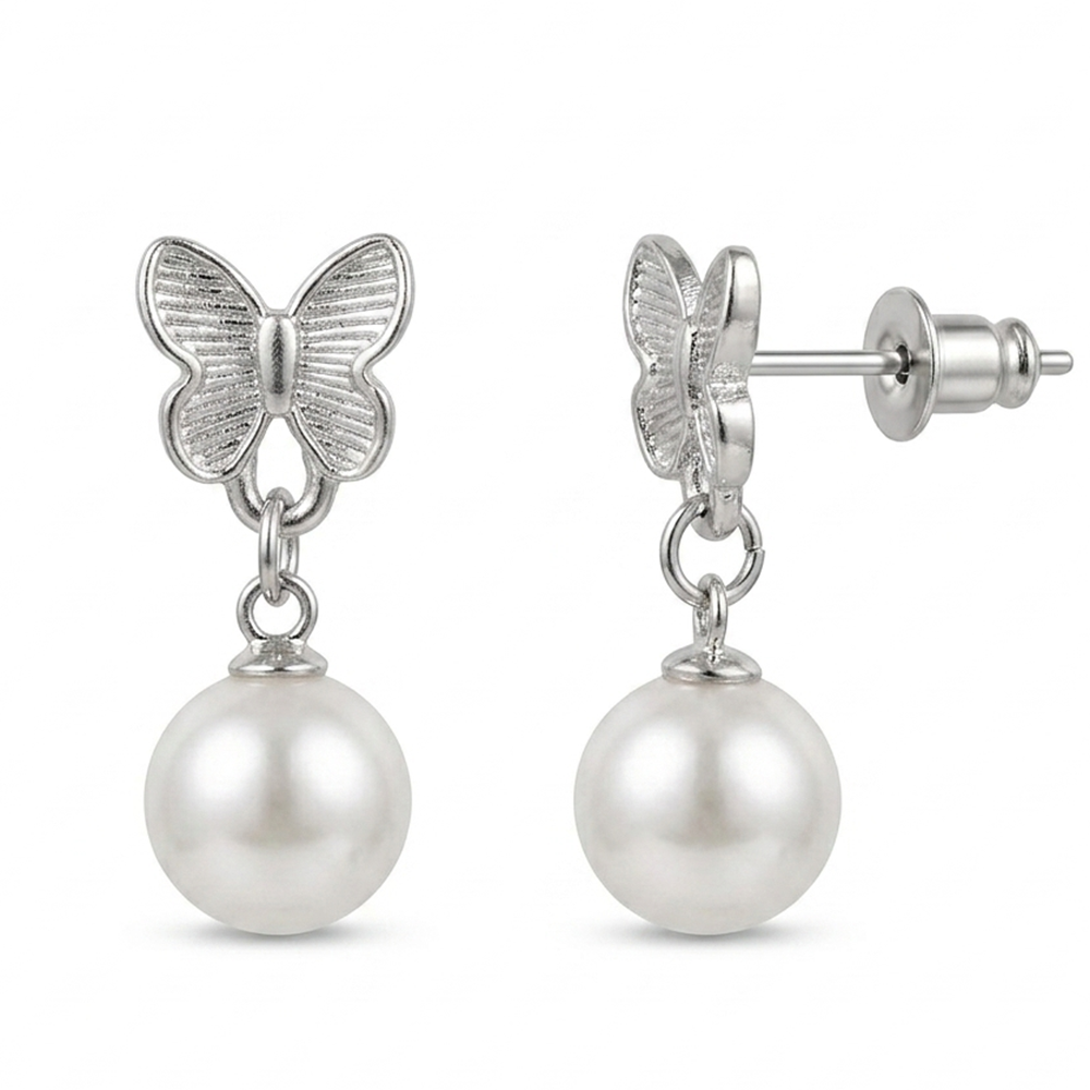 Urthn  Eye-Catching  Silver  Plated Pearl Stud Earrings(Pack of 6)