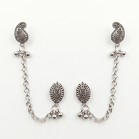Urthn Boho Oxidised Paisley Chain Ear Cuff Earrings(Pack of 6)