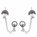Darshana Jewels Oxidised Lotus Indo Western Chain Ear Cuff Earrings  (Pack of 6)