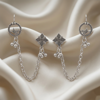 Urthn Oxidised Bird Indo Western Chain Ear Cuff Earrings(Pack of 6)