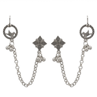 Urthn Oxidised Bird Indo Western Chain Ear Cuff Earrings(Pack of 6)