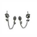 Urthn Oxidised Peacock Indo Western Chain Ear Cuff Earrings(Pack of 6)