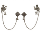 Urthn Oxidised Camel Indo Western Chain Ear Cuff Earrings(Pack of 6)