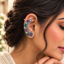 Urthn Stylish Oxidised Ear Cuffs with Floral Motif for Women Traditional Fashion Jewellery