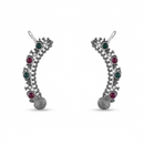 Urthn Stylish Oxidised Ear Cuffs with Floral Motif for Women Traditional Fashion Jewellery(Pack of 12)