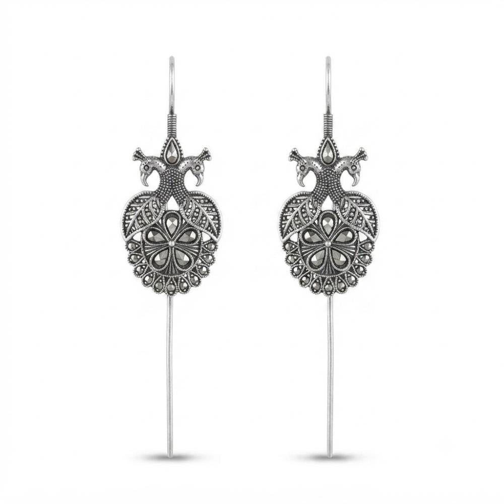 Urthn Stylish Oxidised Ear Cuffs with Peacock Motif for Women Traditional Fashion Jewellery(Pack of 12)