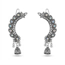 Urthn Stylish Oxidised Ear Cuffs with Floral Motif for Women Traditional Fashion Jewellery(Pack of 12)