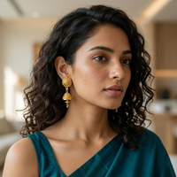 Darshana Jewels Elegant Gold Plated Floral Jhumka Drop Earrings(Pack Of  6)