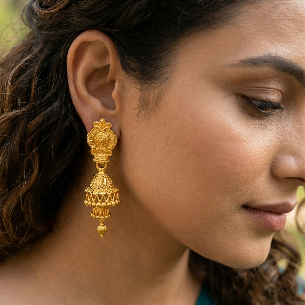 Darshana Jewels Elegant Gold Plated Floral Double Jhumka Drop Earrings(Pack Of  6)