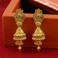Darshana Jewels Elegant Gold Plated Floral Double Jhumka Drop Earrings(Pack Of  6)